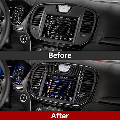 Car Central Console Navigation Screen Air Outlet Vent Decals for 2015-2023 Chrysler 300 / 300C / 300S / Limited/Touring Accessories Carbon Fiber Stickers - color: Center Air Outlet, 2015-2023