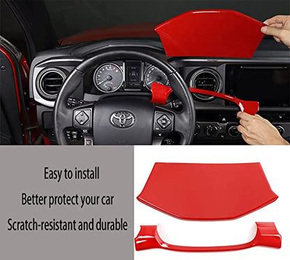 Car Accessories Fit for Toyota Tacoma 2016-2022 2023 Inner Look Central Console Dashboard Panel Cover Trim Frame (Red) ABS 2PCS - color: Red