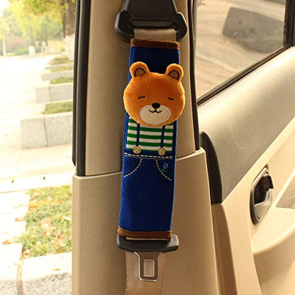 Tianmei 2Pcs Cute Cartoon Doll Styling Car Seat Belt Cover Shoulder Strap Pad (Bear) - color: Bear Navy - 2PCS