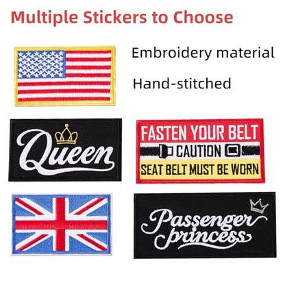 2 Pack Soft Seat Belt Cover Pad with Embroidered Fabric Sticker (Queen) - Comfortable Seatbelt Covers for All Cars and All Ages - Seat Belt Extender Shoulder Pad - Seatbelt Cushion for Backpack - size: Queen