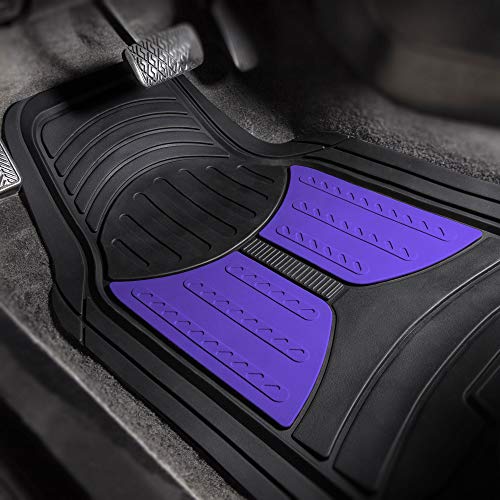 FH Group Monster Eye Full Set Rubber Floor Mats w. Trimmable Vinyl Trunk Liner/Cargo Mat Black- Fit Most Car, Truck, SUV, or Van (Blue/Black) F11313- F16403 - color: Indigo, style: Floor Mat + Cargo Mat Set