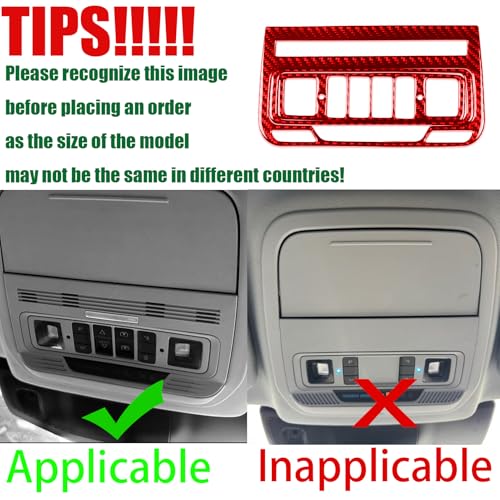 Real Red Carbon Fiber Car Front Row Roof Reading Light Control Panel Sticker Auto Interior Trim Compatible with Ford Explorer(U625) XLT/Limited/ST/Platinum/Platinum Hybrid 2020 2021 2022 2023 - color: Front Reading Light Panel
