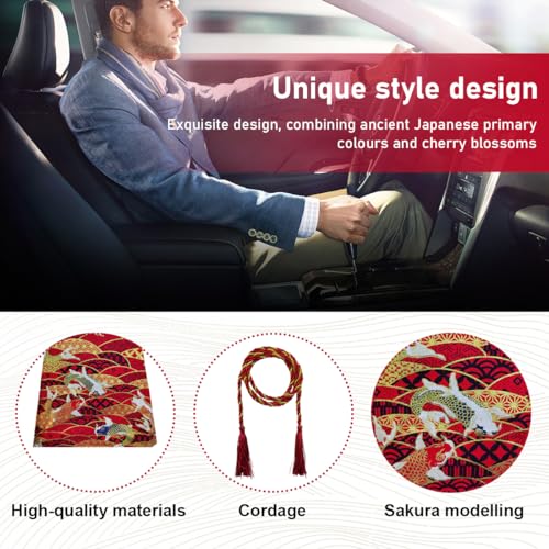 Car Shift Boot Cover, Stitch Ancient Japanese Antiquity Element Shift Knob Boot, Japanese Style Shifter Shift Knob Dust Cover, Universal Car Accessories (Koi Red) - color: Koi Red