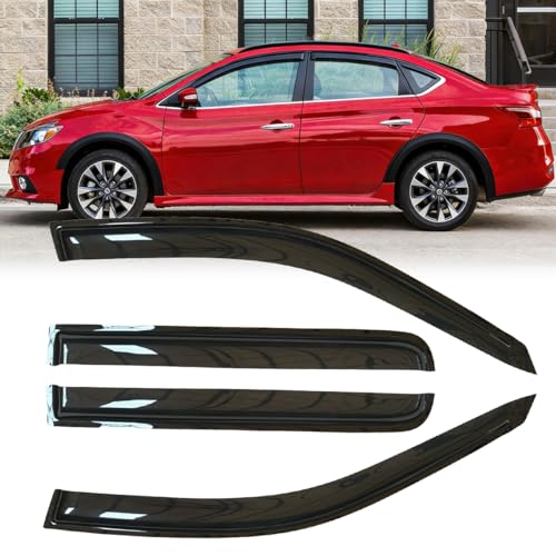 4pcs Original Shatterproof Rainproof Side Window Wind Deflectors for 2013-2019 Nissan Sentra,Outside Mount Rain Guards,Nice Looking Window Visors for Cars,Vent Deflector 94248 - size: for 2013-2019 Nissan Sentra