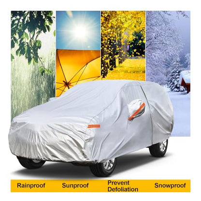 Kayme SUV Car Cover Waterproof All Weather with Lock and Zipper, Outdoor Sun Uv Rain Protection, Fit SUV Jeep (182 to 190 Inch) H5 - color: Silver, size: H5 Fit SUV Jeep, Length (180 to 190 Inch)