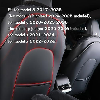 for Tesla Model Y 3 S X (Juniper & Highland Included) Seat Back Kick Protectors for Kids Kick Mats Leather Back Seat Cover Protect from Mud, Stains, Scratches, Set of 2 for Tesla Accessories