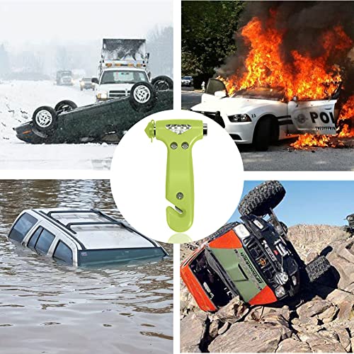 MOTORBUDDY 2-Pack Car Safety Hammer, Auto Emergency Escape Hammer with Window Breaker and Seat Belt Cutter, Emergency Escape Tool for Car Accidents, Glow in The Dark - color: Green