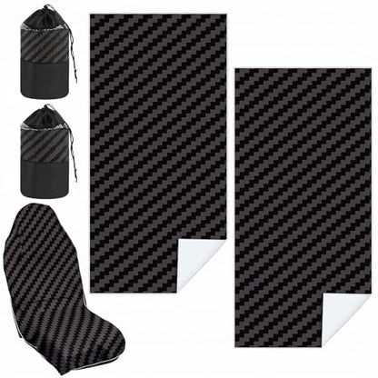 Hahafelt 2 Pack Car Seat Towel Covers with Storage Bag, 63 x 32 Inch Universal Non Slip Waterproof Sweat Protector for Car Truck, Gym Swimming Running, Machine Washable (Carbon Fiber Textured) - style: Carbon Fiber Textured