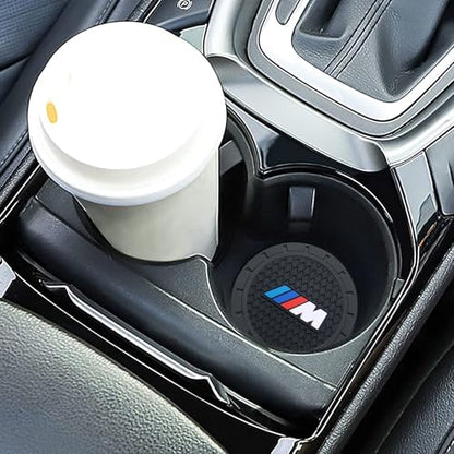 Car Cup Holder Coaster Fit for BMW M M2 M3 M4 Recessed Silicone Cupholder Coaster Interior Accessories 2.75in 2Pack - color: Black-05