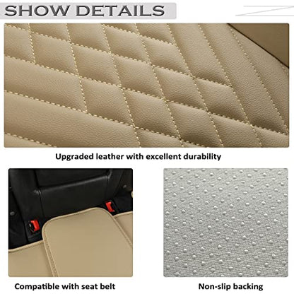 GIANT PANDA Premium PU Leather Rear Car Seat Cover Protector, Luxury Adjustable Anti-Slip Bottom Bench Seat Cover (50~55.5''),Fits 90% of Vehicles, Back Seat Cover, Beige - color: Rear Seat Beige, size: 1 Piece Standard Size