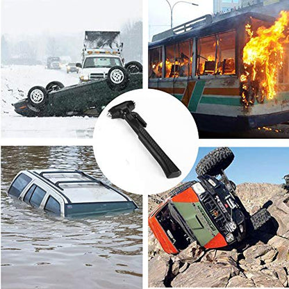 MOTORBUDDY 2-Pack Car Safety Hammer, 3-in-1 Auto Emergency Escape Hammer with Window Breaker and Seat Belt Cutter, Striking Black Emergency Escape Tool for Car Accidents - color: Black