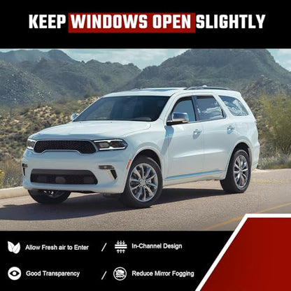 in-Channel Rain Guards Fit for Dodge Durango 2011-2025 Black Extra Durable Shatterproof Side Window Deflectors, Window Visors, Wind Deflectors - 4 PCS - size: Fit for Dodge Durango 2011-2025 in Channel