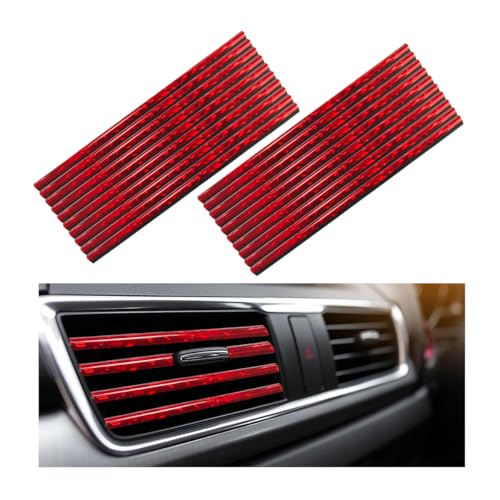Yourkar 20 PCS Car Air Conditioner Decoration Strip, Flexible Air Vent Outlet Trim Decoration, Waterproof Decorative Trim for Air Vent Outlet for Most Vehicles, Car Accessories (Red) - color: Red