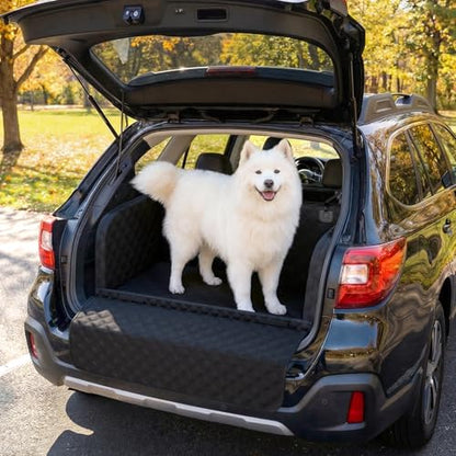 Pecute SUV Cargo Liner for Dogs, Water Resistan Pet Trunk Cover with Soft Cushion, Non-Slip Dog Back Seat Mat for SUVs Sedans with Bumper Flap Protector, Padded, Black - size: XL
