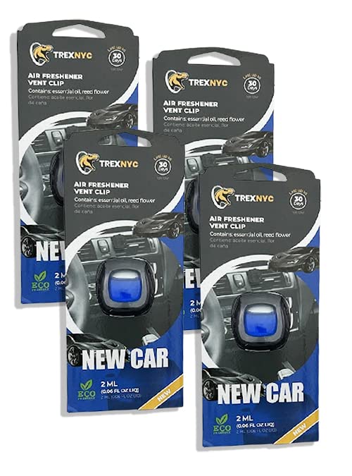 Car Air Fresheners Vent Clips, Essential Odor Eliminator, Perfect Scented Accessories, Long Lasting Fragrance up to 30 Days, 0.07 FL.OZ (New Car, 4 Packs) - size: 4 Packs