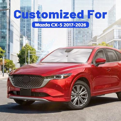 Car Windshield Sun Shade for Mazda CX-5 2017-2026 –[Reflective Coated Fabric] Sunshade Umbrella for Front Window, Car Shades Sun Visor Keep Car Cool and Protects Interior, 1:1 Exact Fit - size: For Mazda CX-5 2017-2026