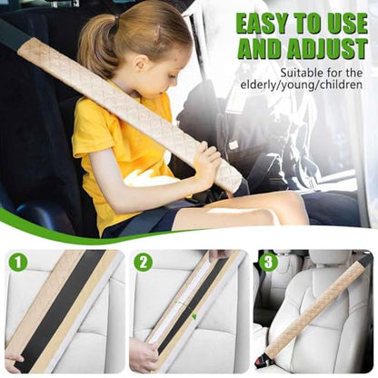 24 Inch Long Car Seatbelt Cover, Soft Comfort Seatbelt Protector Pads Strap Protecting Neck Shoulder Clothes for Car SUVS Truck (Beige) - color: Beige