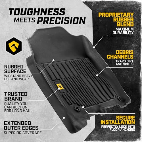 CAT® JustFit™ 3D Custom Fit Floor Mats for Dodge Ram 1500 Crew Cab 2009-2018, Dodge Ram 2500/3500 Crew Cab 2010-2018, Classic 2019-2024 - Heavy Duty Floor-Liner Protection Laser Measured - style: Dodge Ram 1500 Crew Cab (2009-2018)/ Dodge Ram 2500/3500 Cr