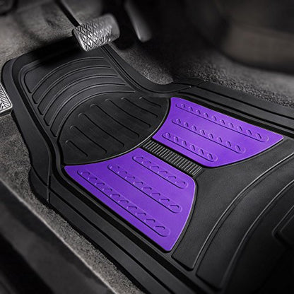 FH Group Automotive Floor Mats Purple Climaproof for All Weather Protection Universal Fit Heavy Duty Rubber fits Most Cars, SUVs, and Trucks, Full Set Trim to Fit Purple - color: Purple /Black, style: Floor Mat Set