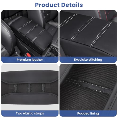 Center Console Cover for Honda CRV 2026 2025 2024 2023, Upgraded PU Leather Thick & Soft Armrest Cover for CRV 2023-2026 (Gray Stitching) - color: Gray Stitching