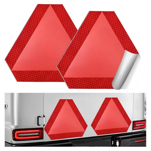 2 PCS Slow Moving Vehicle Sign, 7 x 8.1 Inch Diamond Grade Reflective Decals Car Triangle Safety Signs, Waterproof Vinyl Slow Moving Stickers for Golf Cart Tractor UTV - color: 2 Pcs