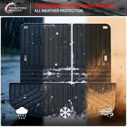 Trunk Mat Compatible with 2026 Hyundai Palisade Gas Cargo Liner Cargo Mat TPE All Weather Back Seat Cover Protector Trunk Liner Palisade Accessories (Trunk Mat with Backrest Mat) - style: For Hyundai Palisade | 2026
