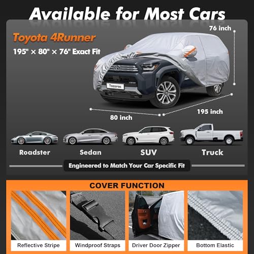 Car Cover Waterproof All-Weather,Heavy-Duty Outdoor Full Exterior Automobiles SUV(Length 191-201 inch) with Windshield Sun Shade Universal Fit Ford Explorer,Toyota Highlander,Durango etc - size: Fit Suv Jeep Length 191-201 Inch(yxl)