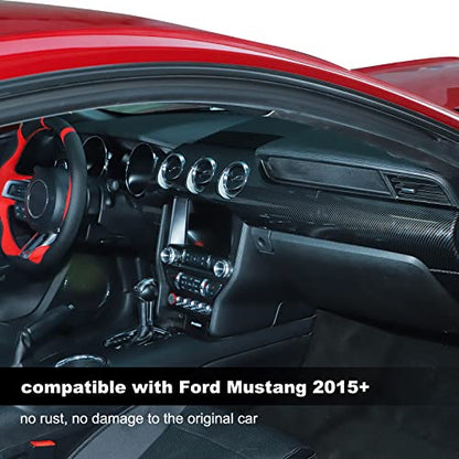 RT-TCZ Carbon Fiber Center Console Dashboard Panel Trim Cover Kit Meter Frame Interior Decoration Accessories for Ford Mustang 2015-2023