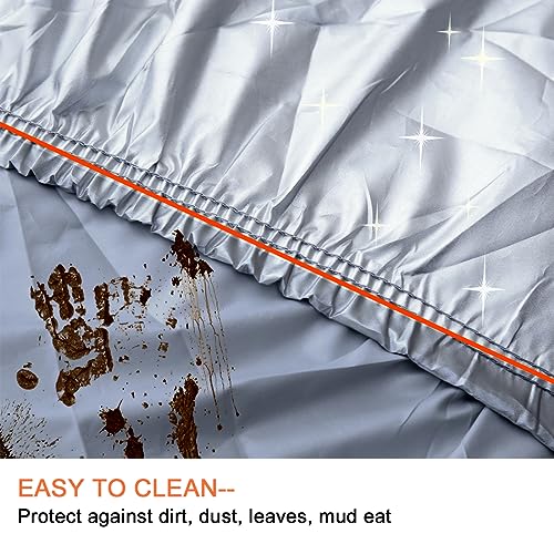 uxcell 3XXL Silver Tone 190T Car Cover Outdoor Weather Waterproof Scratch Rain Snow Heat Resistant W Mirror Pocket 530 x 185 x 160cm - size: 3xxl