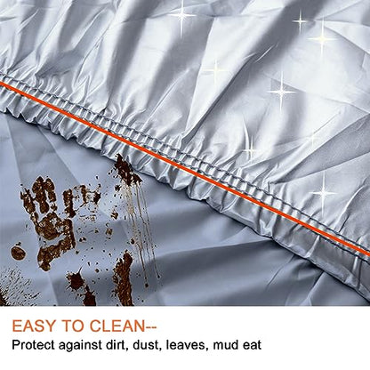 uxcell 3XXL Silver Tone 190T Car Cover Outdoor Weather Waterproof Scratch Rain Snow Heat Resistant W Mirror Pocket 530 x 185 x 160cm - size: 3xxl
