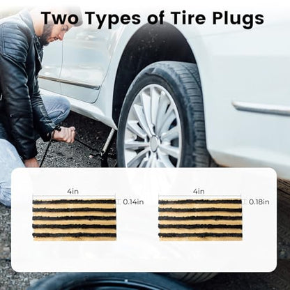 ETENWOLF Flat Tire Repair Kit with Plugs 16 Pcs, Heavy Duty Tire Plug Kit for Car, Motorcycle, ATV, Jeep, Truck, Tractor (Grey) - color: Grey