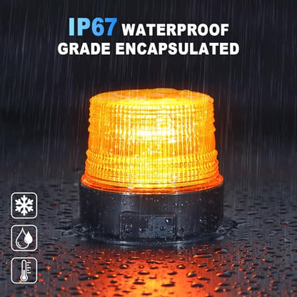 AnTom Magnetic Wireless Beacon Light, Rechargeable Emergency Flashing Warning Battery Operated Strobe Lights for Truck Vehicle, with 12-24v Cigarette Lighter Plug, Amber - color: Amber