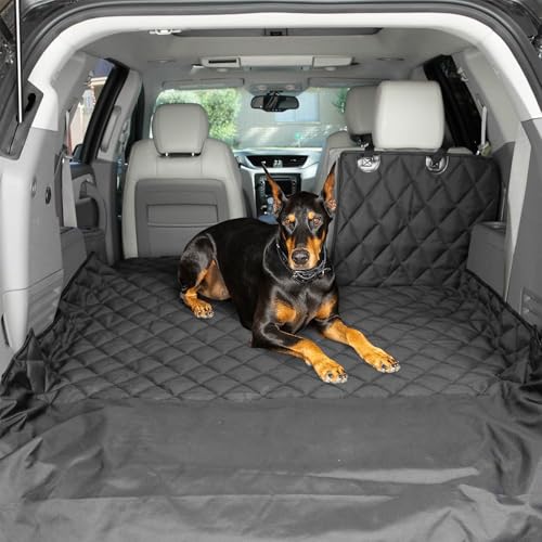 4Knines Split Cargo Liner for SUV – for Dogs & Pets, Heavy-Duty, Waterproof Trunk Mat & Cargo Cover – Fits 60/40 Split Bench & Armrest Pass-Through – Machine Washable, Non-Slip (Extra Large, Black) - color: Black, size: Extra Large