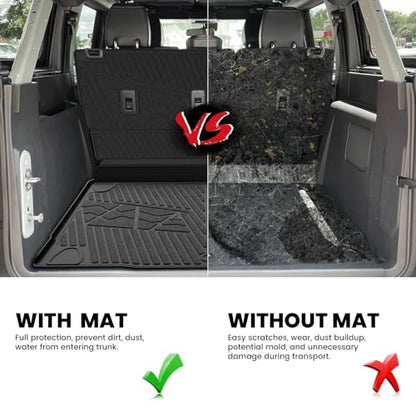 LASFIT Cargo Mat+Rear Back Seat Protector+Underfloor Storage Mat for Ford Bronco 4-Door 2021-2026 TPE All Weather Protection Liners Waterproof Backrest Mat Custom Fit Non-Slip Easy Clean - style: 4) Bronco 4-door| 21-25 | Cargo Liners + Backrest Mat
