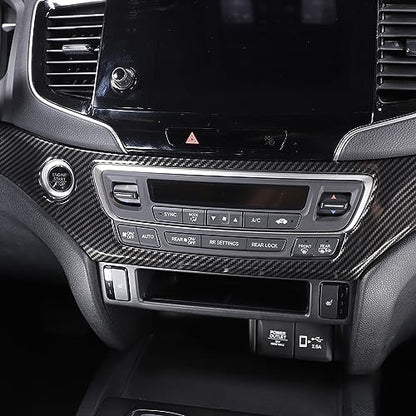 Dashboard Panel Cover for Honda Pilot 2016-2022/ Ridgeline 2016-2020/ Passport 2019-2025 Accessories, Center Console Instrument Panel Trim Strip, Dash Upper Center Panel Trim Bezel, ABS (Carbon Fiber) - color: Carbon Fiber