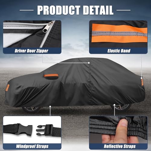 X AUTOHAUX Car Cover for Toyota Camry 2007-2022 Aluminum Film Outdoor Waterproof Sun Rain Snow Hail Protection with Driver Door Zipper - size: for Toyota Camry 2007-2022