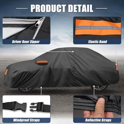X AUTOHAUX Car Cover for Toyota Camry 2007-2022 Aluminum Film Outdoor Waterproof Sun Rain Snow Hail Protection with Driver Door Zipper - size: for Toyota Camry 2007-2022