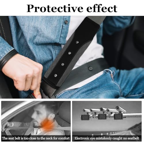 Hovom 2PCS Bling Car Seat Belt Cover Pad, Leather Seatbelt Covers for Cars, Soft Safety Seatbelt Shoulder Strap Covers, Rhinestone Auto Seat Belt Protector Cushion for Women Girls (Gray) - color: Gray