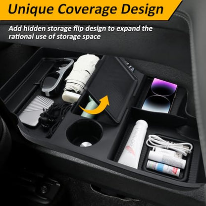 Falafa Center Console Organizer Compatible with 2025 2026 Toyota Sienna with Cup Holder, Soft Silicone Lower Center Console Tray Storage Box for 2021-2026 Toyota Sienna