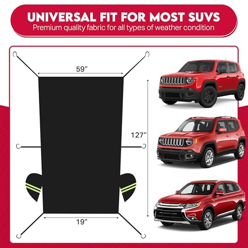 UV Resistant Winter Windshield Cover with Reflective Straps – Breathable Hail Cover - Windproof & Dustproof | 6-Layers Waterproof Sedan Car Cover for All Weathers for Sedan & Trucks