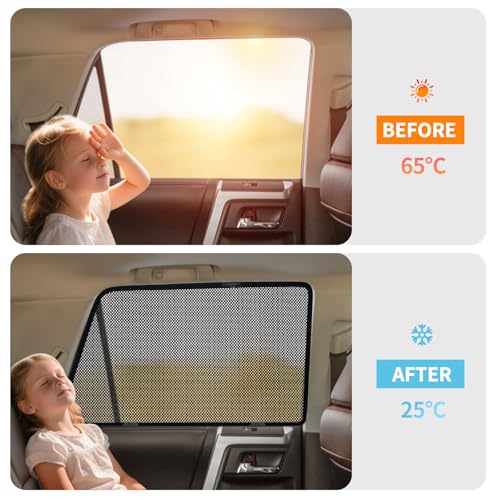 RAV4 Specific Side Window Sun Shades, 2019-2024 Rear Vehicle Interior Shade for Baby Mesh Car Window Covers, Breathable, UV Protection and Heat Insulation (RAV4（2019-2024）, Rear Side-2pcs) - size: Rear Side-2pcs
