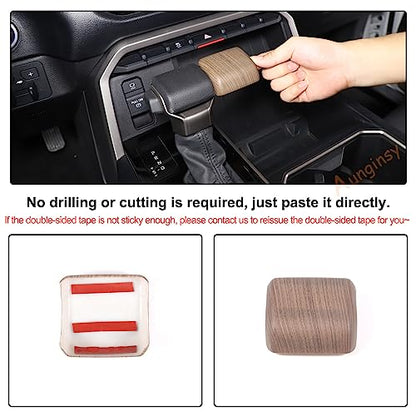 Aunginsy Car Gear Shifter Hand Brake Cover Trim Compatible with Toyota Tundra 2022+, Sequoia 2023+ & Tacoma 2024+, ABS Automatic Center Console Gear Shift Head Knob Scratch Protector Cover Accessories - color: Pear Wood Grain Pattern(A)
