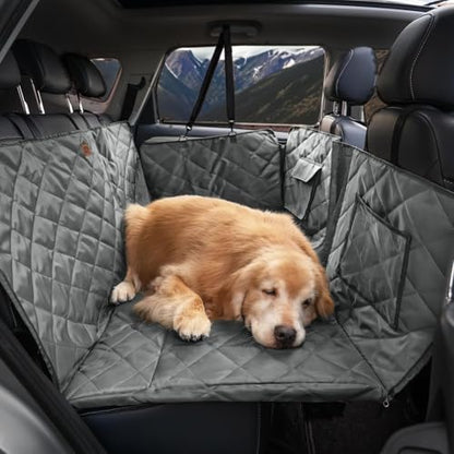 FUNNY FUZZY Dog Car Seat Cover, Back Seat Extender for Dogs - 420Lb Hard Bottom Waterproof Pet Car Seat Cover, 600D Heavy Duty Pet Hammock with Non-Slip Bottom for Cars, SUV, Trucks - color: Grey