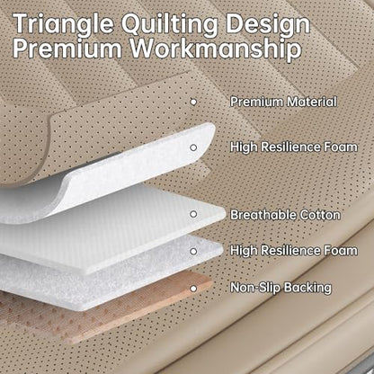 2 Pack Car Bottom Seat Covers, Luxury Leather Front Seat Covers, Breathable and Waterproof Automotive Bottom Seat Covers, Universal Anti-Slip Seat Covers Fit for Most Vehicles (Beige, 2 PCS) - color: Beige-2 PCS