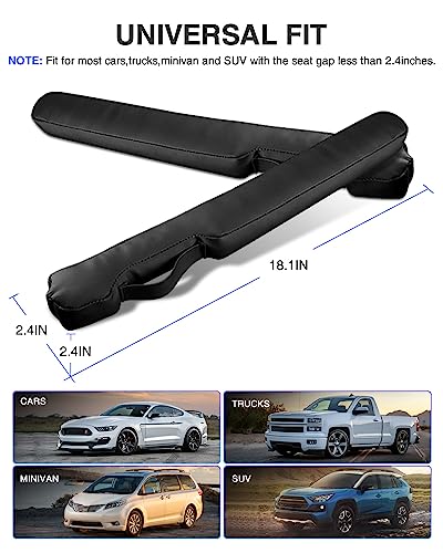 Leather Car Seat Gap Filler Universal for Car Truck SUV to Block The Gap Between Seat and Console Stop Things from Dropping 2 Sets Black - color: black