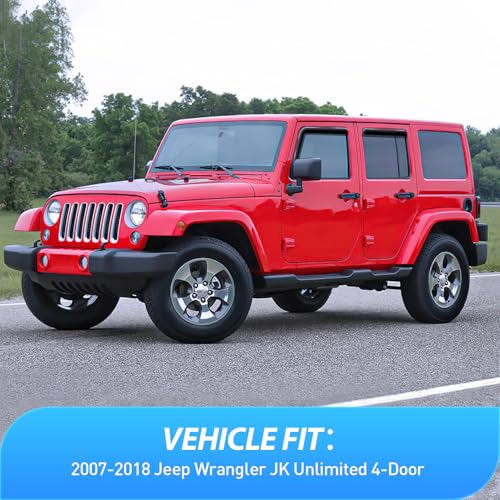 Nilight in Channel Rain Guards for Wrangler JK 2007 2008 2009 2010 2011 2012 2013 2014 2015 2016 2017 2018 Unlimited 4-Door Window Deflectors, Vent Window Visors - size: Wrangler JK 2007-2018