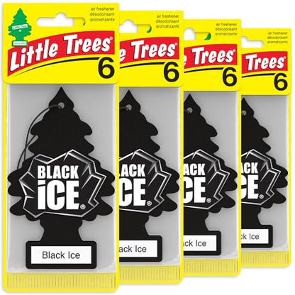 LITTLE TREES Car Air Freshener | Hanging Tree Provides Long Lasting Scent for Auto and Home | Black Ice, 24 Air Fresheners - color: Black Ice