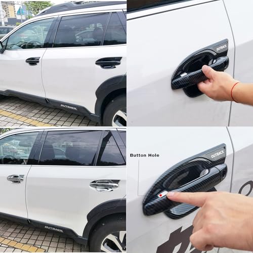 Door Handle Cup Protector for Subaru Outback 2021-2024, Custom Fit, Tap-On Scratch Resistant, 12 Packs Door Handle Cup Protector Trim, Fit for Subaru Outback Accessories Carbon Fiber