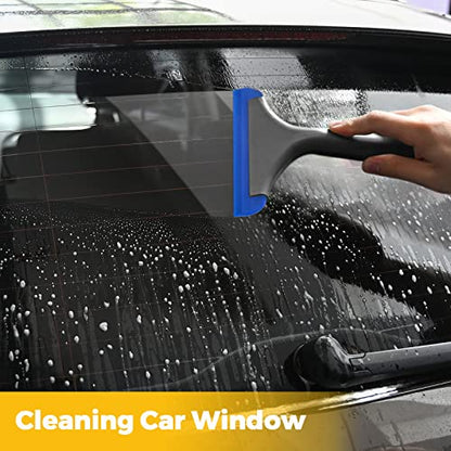Gomake Small Silicone Squeegee Window Shower Squeegee Tool,Auto Water Blade for Car Windshield, Window, Mirror, Glass Door,Bathroom - color: Black+ Blue