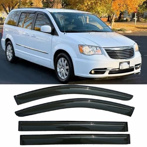 94251 Waterproof Sunproof Rain Guards Set, 4pcs Out-Channel Protective Side Window Wind Deflectors, Window Visor fit for 2008-2016 Chrysler Town & Country, 2008-2020 Dodge Grand Caravan - size: for 2008-2020 Grand Caravan/Town & Country